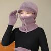 Женская зимняя шапка со встроенным шарфом, толстая, теплая, ветрозащитная, для езды на велосипеде, с застежкой на пуговицы, растягивающаяся, полная защита, для путешествий на открытом воздухе, для холодной погоды