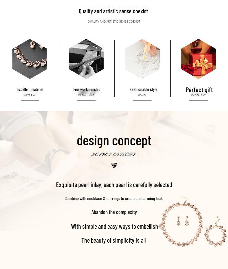 Корейский жемчужный набор ожерелья и серег для невесты - Модная бижутерия из гальванизированного сплава