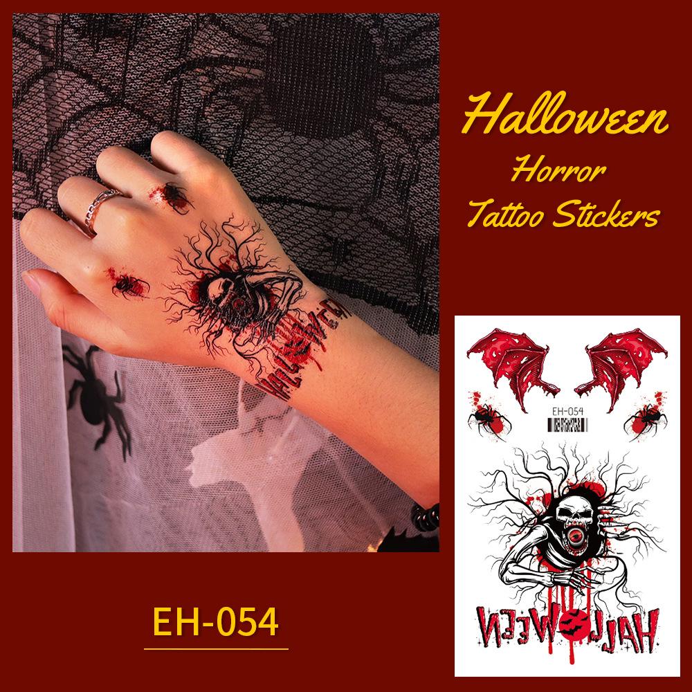 Waterproof Cross Pattern Halloween Scary Scar Tattoo Stickers for Face and Arms