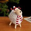 Plush Body Xmas Figurine Wood Head Festive Decor New Table Statue  Shelf Decor
