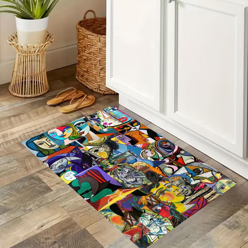 Abstract Art Collage Kitchen Floor Mat Nonslip Washable Soft Carpet Doormat Suitable For Bedroom Living Room Kitchen And Bathroom Home Decor