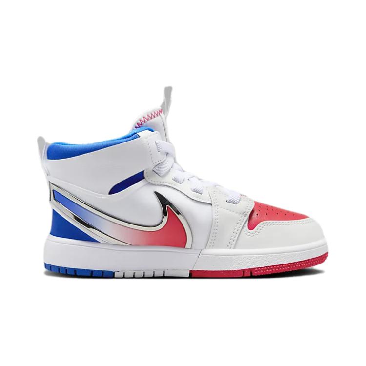 Air Jordan 1 Mid RM EasyOn PS White Racer Blue Red Kids Sneakers Siren-Red FQ1282-100