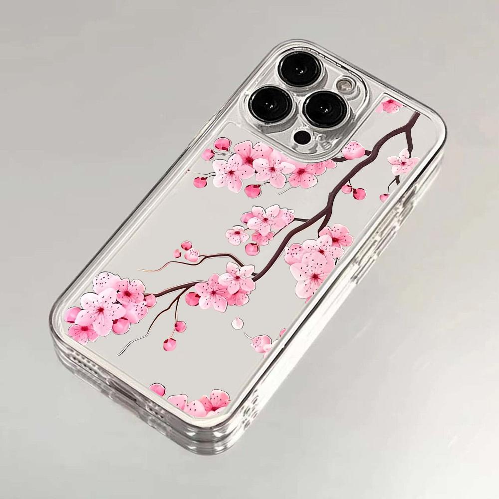 Розовые Цветы Сакуры Чехол Для Телефона Для IPhone 17 16 15 Pro 14 13 12 11 Pro Max 15 Plus 16e 17air Силиконовый Мягкий Прозрачный Чехол Корпус