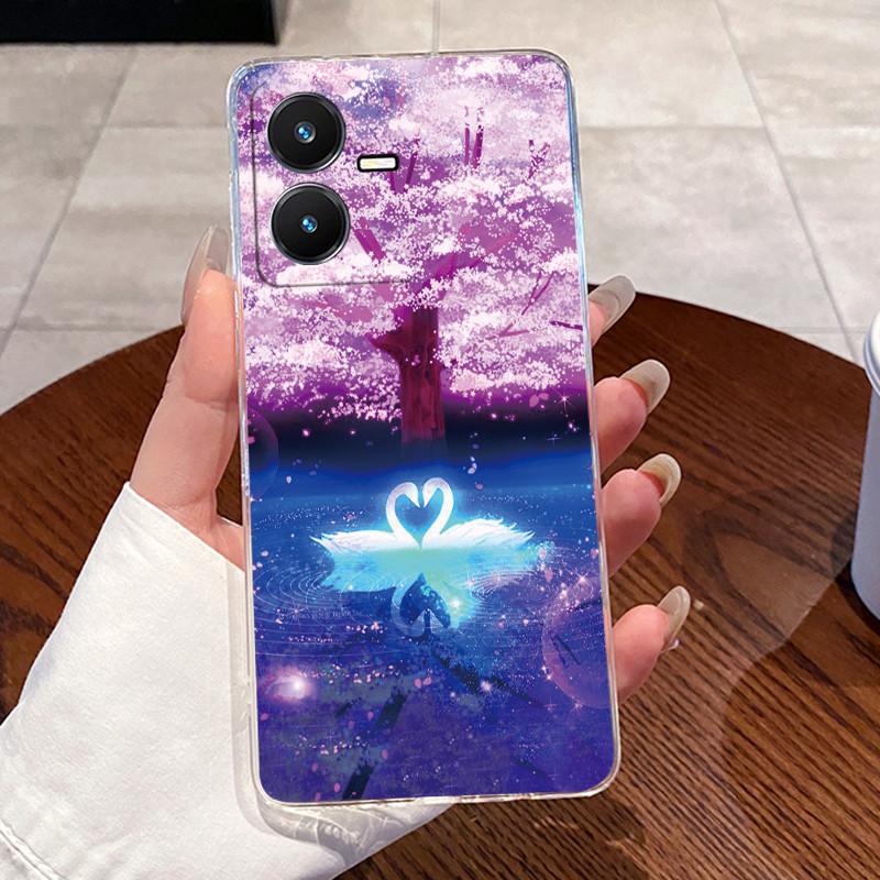 Гелевый чехол для Vivo Y22 Y22s Y22t V2206 V2207 Прозрачный Силиконовый Мягкий ТПУ Задняя крышка VivoY22 Y 22S 4G Милый Кот Сердце Чехол для телефона
