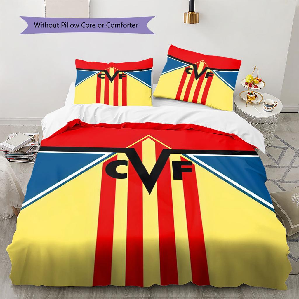 Villarreal logo Bedding Quilt Set Quilt Cover Pillowcase Home Decoration Birthday Gift (1 * duvet cover + 2 * pillowcase, without core)