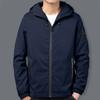 Men S Casual Hooded Jacket Long Sleeve Solid Color Multi Pocket