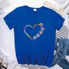 Ladies' Casual Love Footprint Print Loose Casual Round Neck Pure Cotton Short Sleeved T-Shirts Women’s