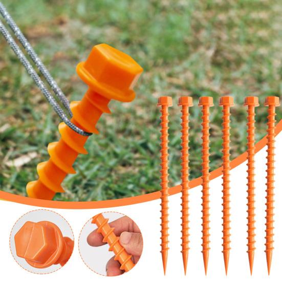 6Pcs 26.6CM Screw-in Tent Stake Heavy Duty Multi-functional Outdoor Garden Yard Camping