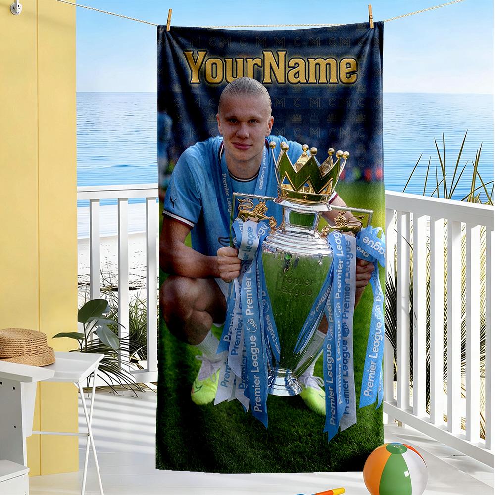Manchester City Customize Your Name Beach Towel Super Soft & Absorbent Suitable for Sports Travel Swimming Yoga Bathroom Beach And Pool