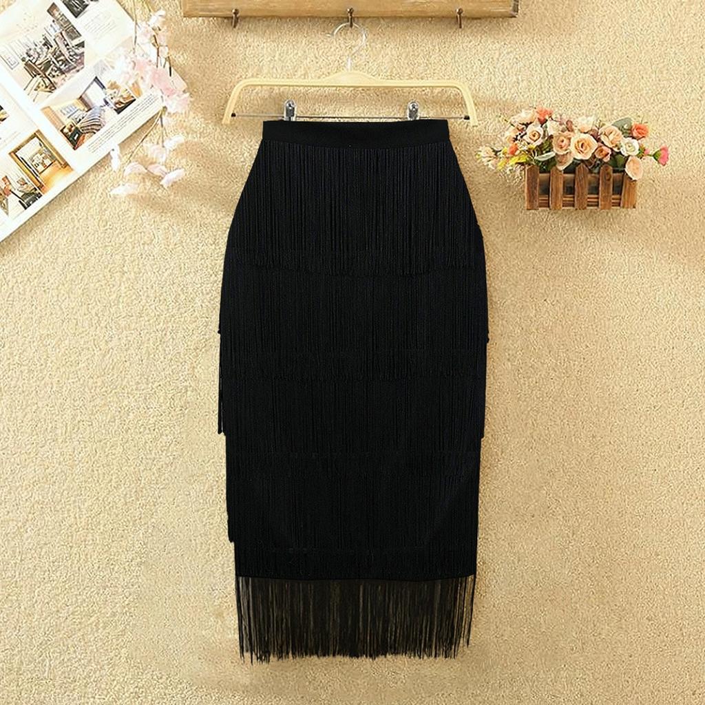 Women Sexy Tassels Party High Waist Club Fashion Skirt