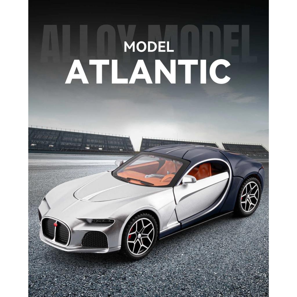 1/32 Bugatti Atlantic Модель спортивного автомобиля из сплава Литой металл Гоночные автомобили Модель автомобиля Симуляция звука и света Коллекция Детская игрушка Подарок