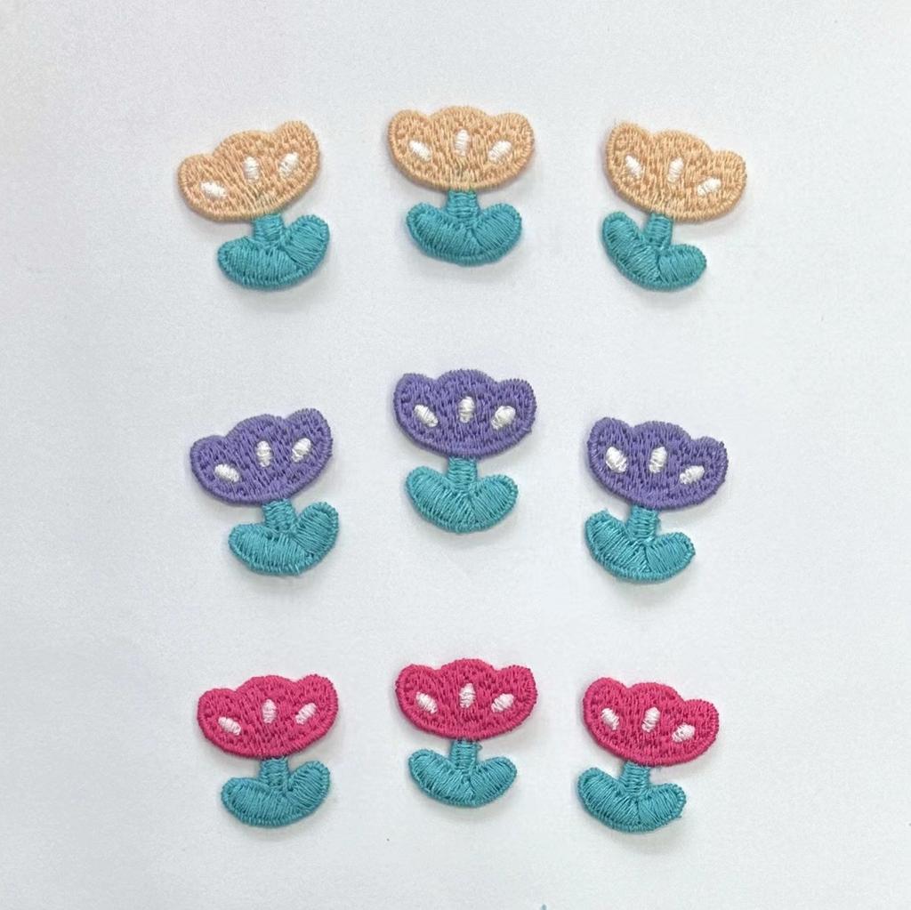 Fresh Little Flower Tulip Embroidery Patch Clothing Accessories Ins Colorful Cute Little Cherry Series Embroidery Cloth