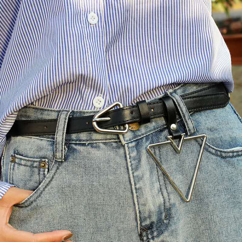Женский ремень с квадратной пряжкой без отверстий для женщин, простой и универсальный, корейская ретро-мода, черный ремень для брюк, корейский студенческий ремень для женщин