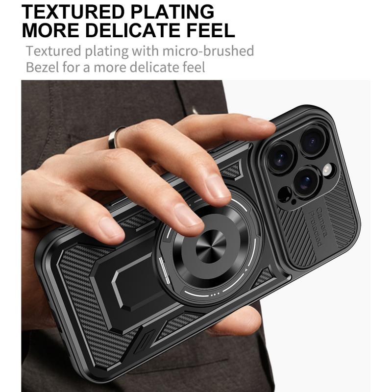 Роскошный бронированный чехол с магнитной беспроводной зарядкой Magsafe для iPhone 16 Plus 16 Pro Max E с военным кольцом-держателем для пальца, защитный чехол