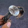 Радужный Лунный Камень Драгоценный Камень Ручной Работы Медная Проволока Оплетка Манжета Браслет Регулируемый q7G22