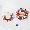 Patriotic Candle Ring Wreath Red White Blue Star Mixed Artificial Berry Candle Wreath
