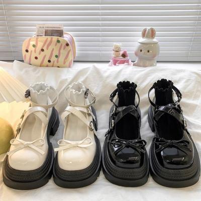 Модная весенняя обувь лолиты с милым бантом-бабочкой, на толстом каблуке, женские туфли Мэри Джейн, из ПУ кожи, с круглым носком, женская японская обувь