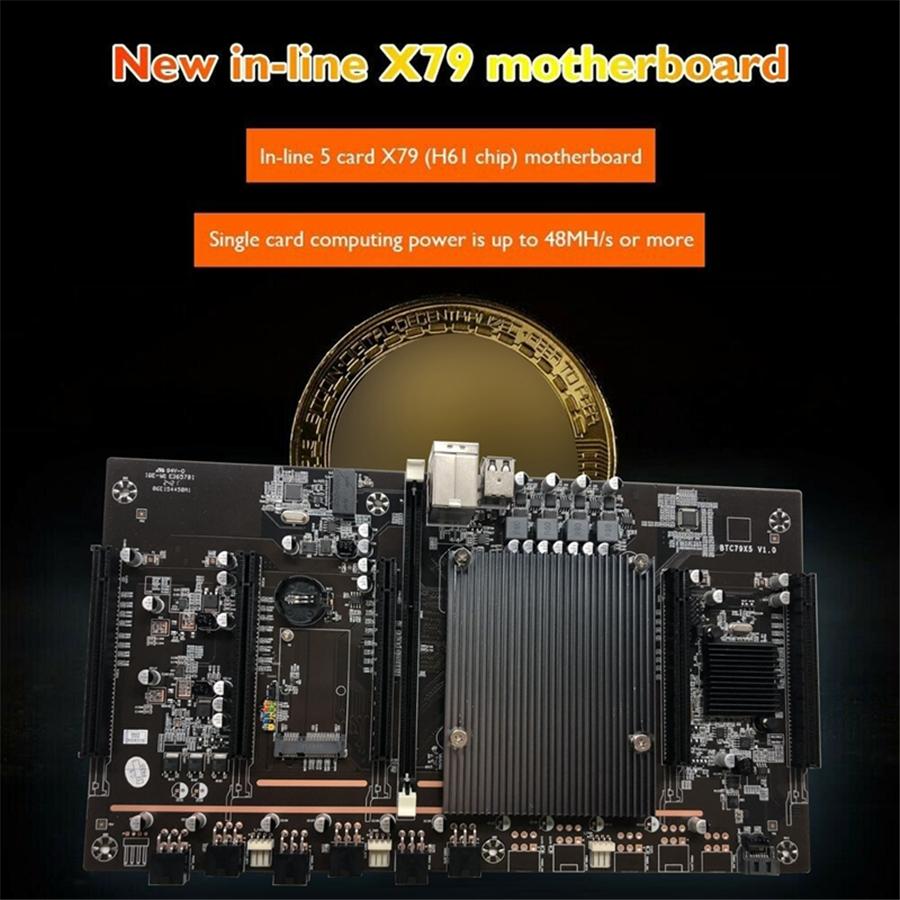 Материнская плата для майнинга BTC BTC79X5 V1.0 LGA 2011 DDR3 Поддерживает 32 ГБ Шаг 60 мм Поддержка видеокарты RTX3060 для майнера BTC