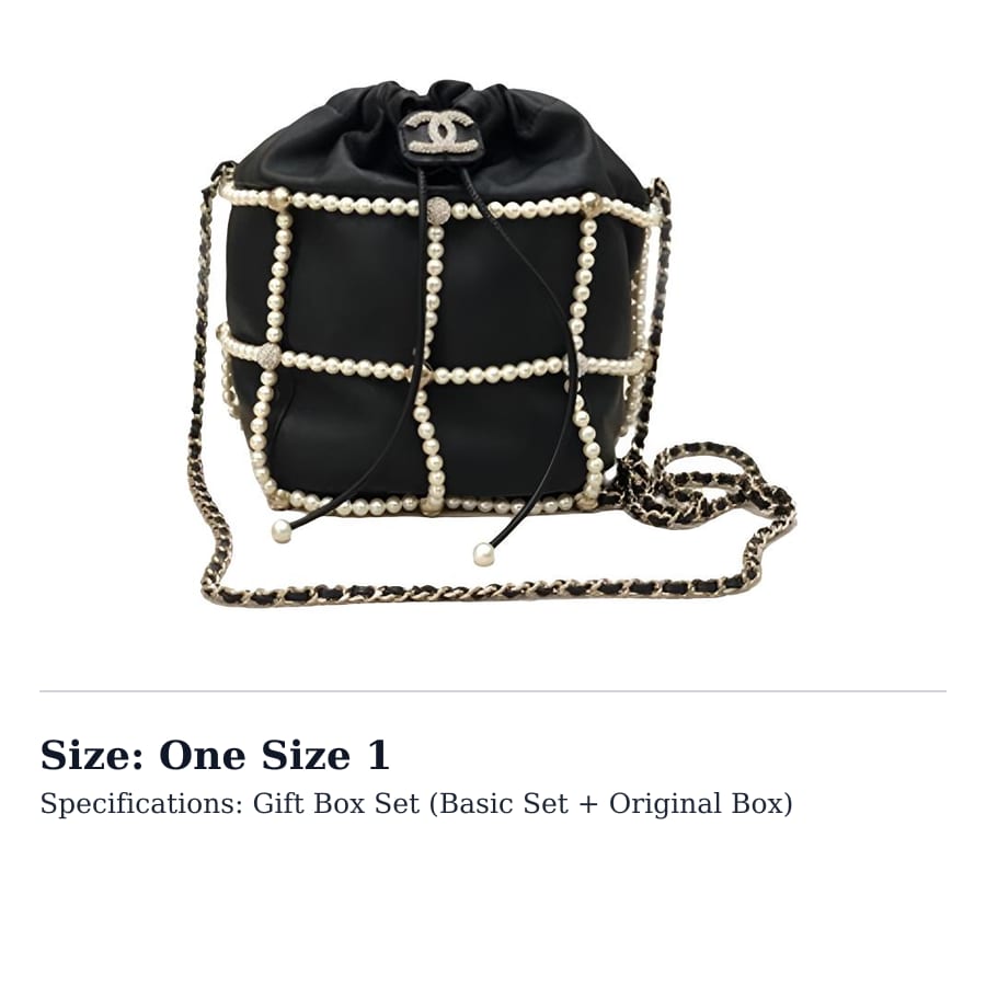 Chanel Черная маленькая женская сумка-мешок на завязках с жемчугом, сумка через плечо, сумка кросс-боди AS2313-B04881-94305