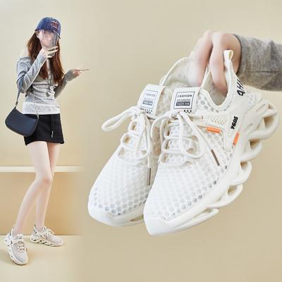 Летние новые кроссовки Flyknit корейского выпуска, спортивная женская сетчатая дышащая повседневная обувь на плоской подошве для бега