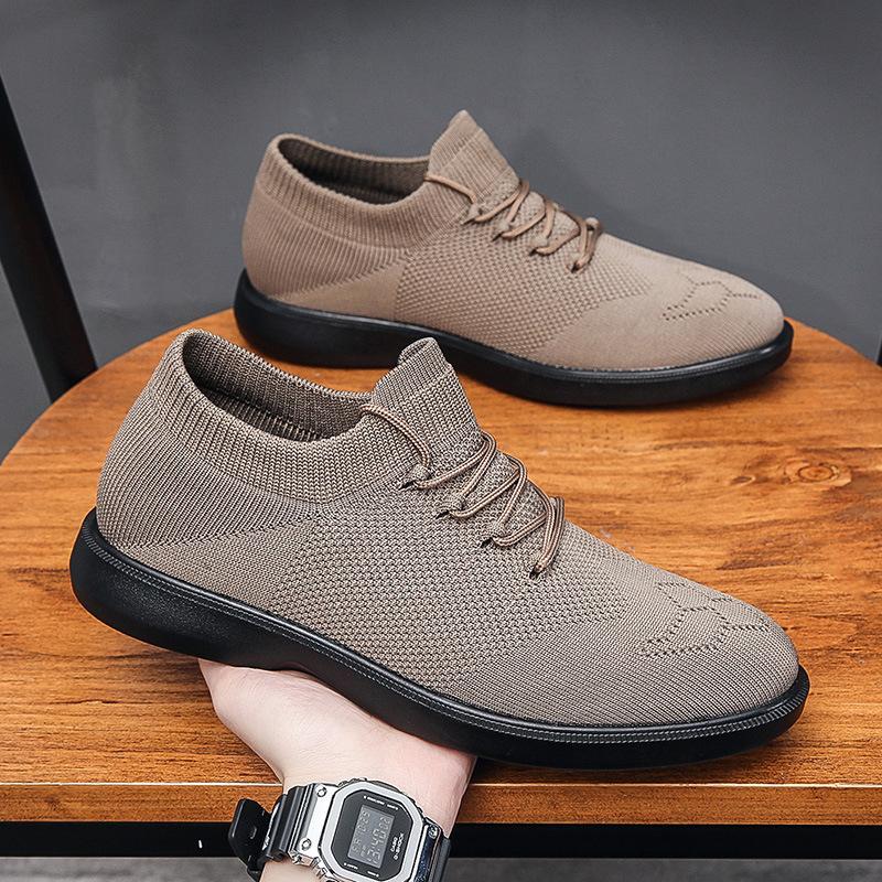 2025 Export Men's Shoes Breathable Korean Version Shoes Large Size Men's Shoes Flying Woven Mesh Trend Running Casual Sports Shoes