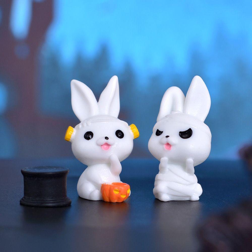 Pumpkin Black Cat Halloween Rabbit Ghost Figurines Micro Figurine Ornaments  Garden Outdoor Decor