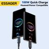 Essager Кабель USB Type C 7A для Realme Huawei P40 Pro, 100 Вт, провод для быстрой зарядки, зарядное устройство USB-C, шнур для передачи данных для Samsung Xiaomi Poco F3