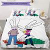 Simon the Rabbit Pattern Bedding uilt Set uilt Cover Pillowcase Home Decoration Birthday Gift (1 * duvet cover + 2 * pillowcase without core)157