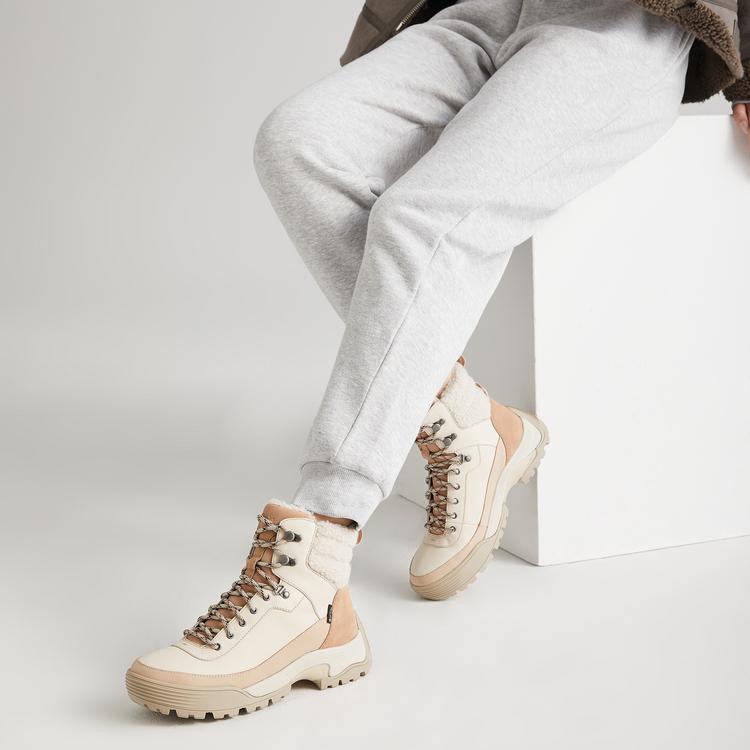 Clarks Leather Warm Durable Non-Slip Comfortable Lace-Up Thick Sole Short Outdoor Boots Women boots White Orange 261738234