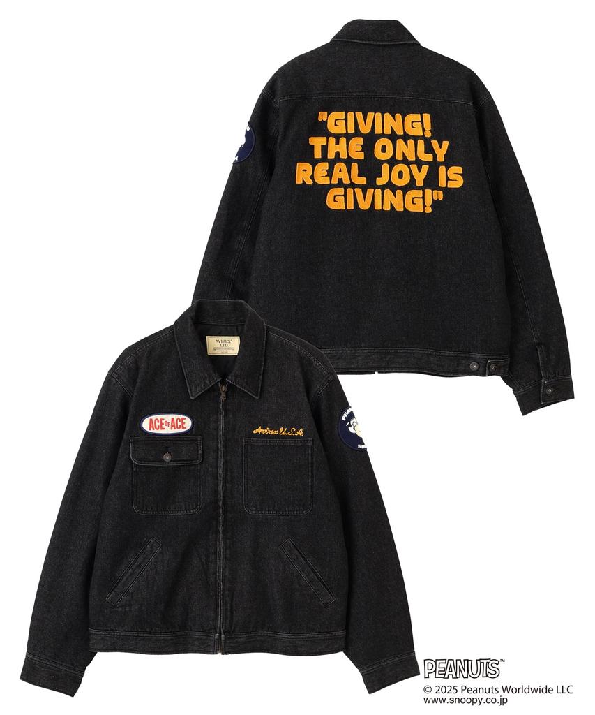 AVIREX WORK JACKET PEANUTS men's M 010 black 783-5252041