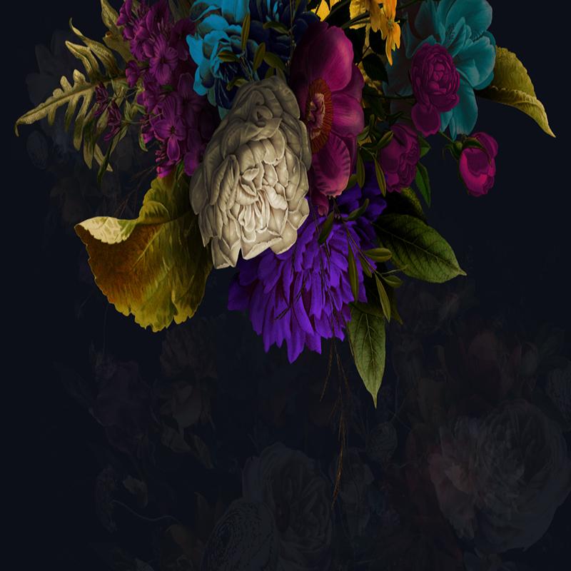 Индивидуальная фреска Ретро Цветок Черный фон Настенное украшение Живопись Отель Кабинет Спальня Обои Papel De Parede 3D