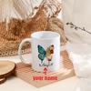 Retro Butterfly Personalized Name Ceramic Cup with Handle White Mug Reusable Drink Coffee Cup Wedding Birthday Party Custom Gift