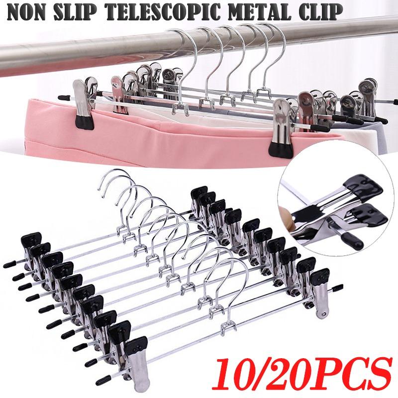 10/20 шт., нескользящие прочные металлические зажимы, вешалки, хромированная вешалка для одежды, брюк, пальто, юбки