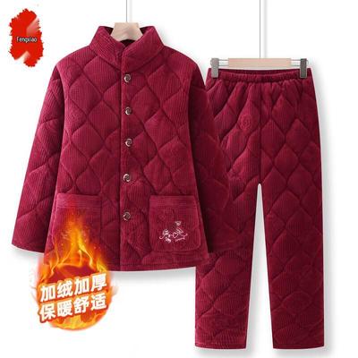 Женский зимний теплый стеганый хлопковый комплект из двух предметов