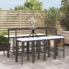 VidaXL 9-piece Garden Bar Set with Black Poly Rattan Cushions, Bar Table Set, Bar Table and Chair, 3187637