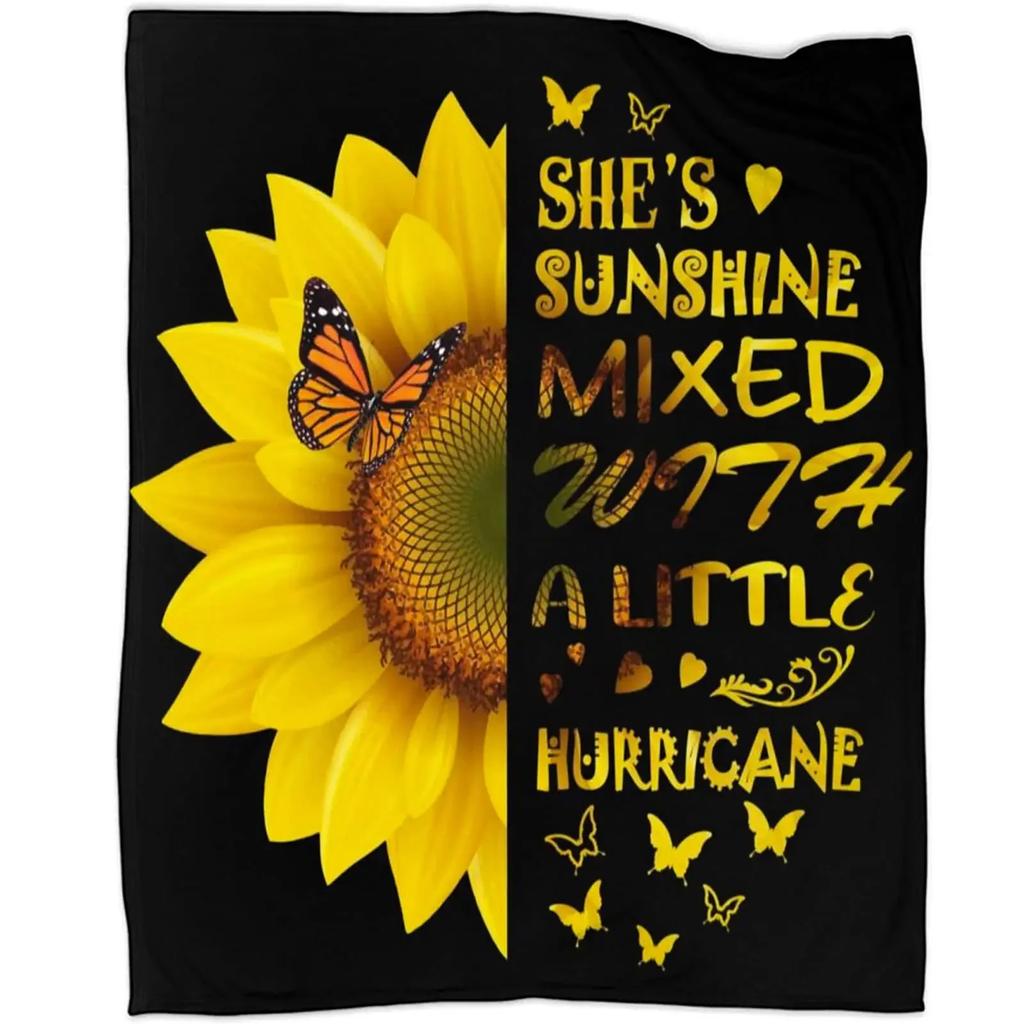 Sunflower Print Super Soft Throw Blanket for Bed Couch Sofa Lightweight Travelling Camping Throw Size for Kids Adults Women Boys