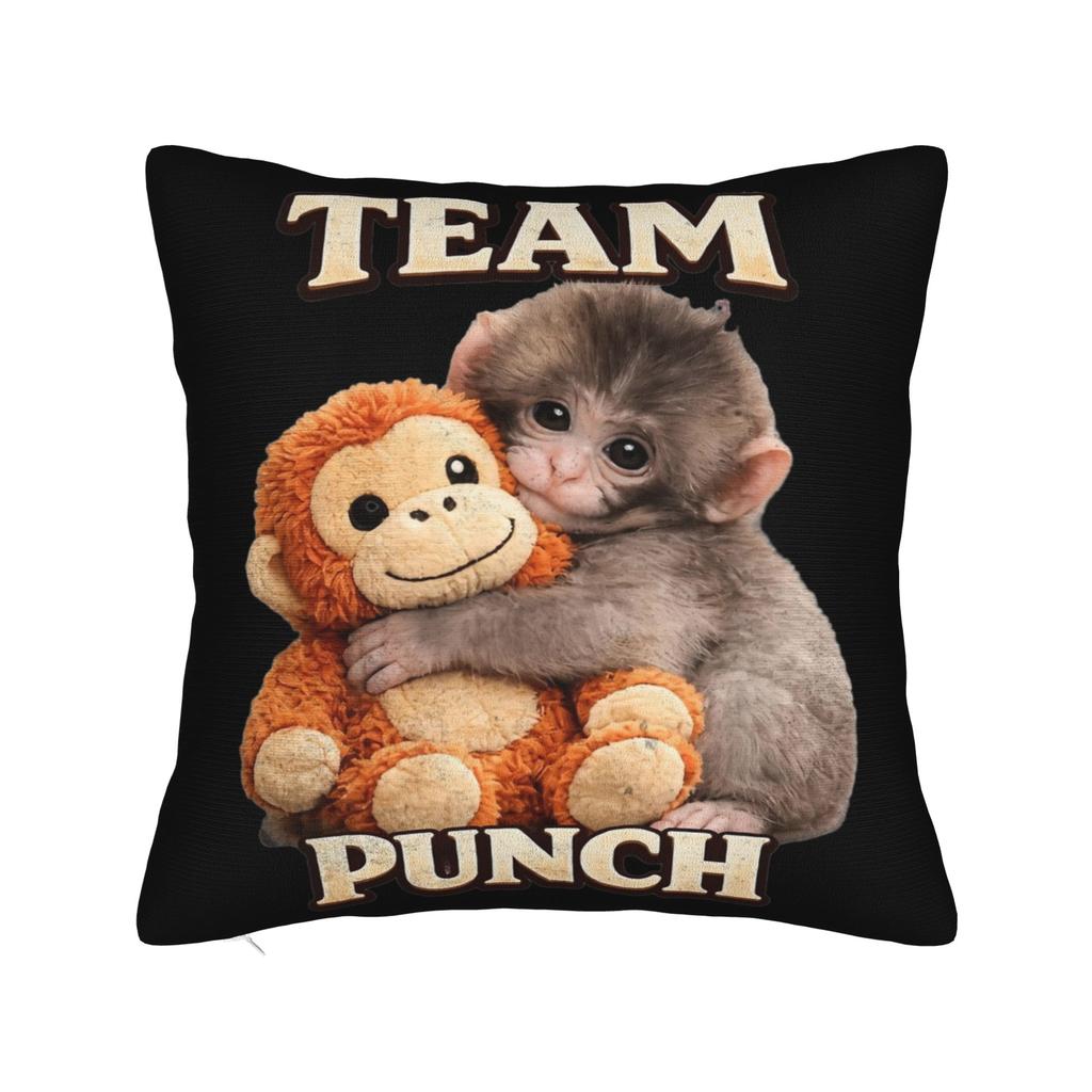 Baby Macaque Hugging Plush Cute Monkey Punch Pillowcase Polyester Cushion Cover Decorations Pillow Case Cover Sofa Square 40X40