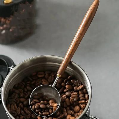 Мерная ложка для кофе из нержавеющей стали с ручкой из грецкого ореха, ложка для кофейных зерен, инструмент для приготовления кофе, кухонные кофейные аксессуары для выпечки