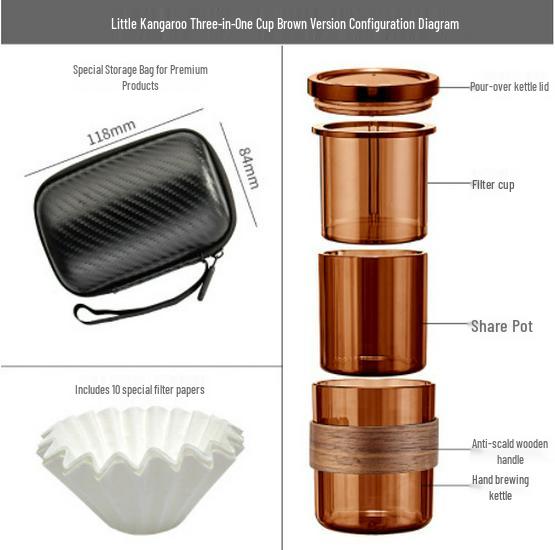 Portable 3-in-1 Retro Pour-Over Coffee Maker Set with Filter Cup