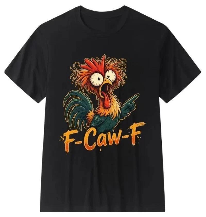 Унисекс Футболка 100% Хлопок Короткий Рукав Круглый Вырез Смешная F-Caw-F Курица FCAWF