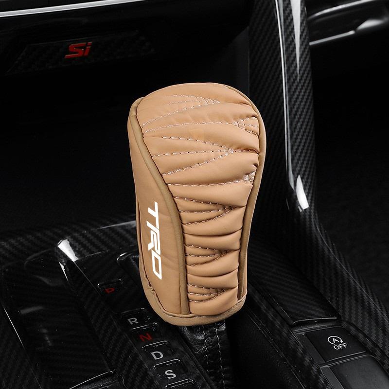 Car Gear Shift Protector Cover Leather Car Shift Knob Cover For Toyota C-HR Camry TRD Crown GR Yaris RAV4 Mirai Prius Accessory