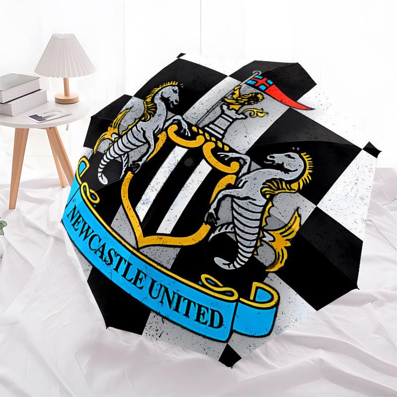 Newcastle United, Badge Automatic Opening and Closing, 8 rib Structure Portable Umbrella, Suitable for Men and Women in All Seasons Perfect