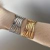 Metal Geometric Wave Texture Open Bangle: Exaggerated Bracelet with Advanced Fashion Sense for Women