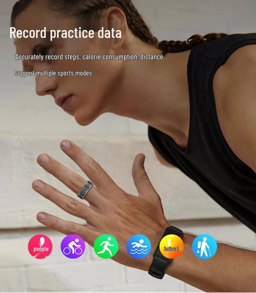 Bluetooth 5.0 Smart Ring: Titanium Steel, Non-fading, Monitors Heart Rate, Blood Pressure, Blood Oxygen, Sleep.