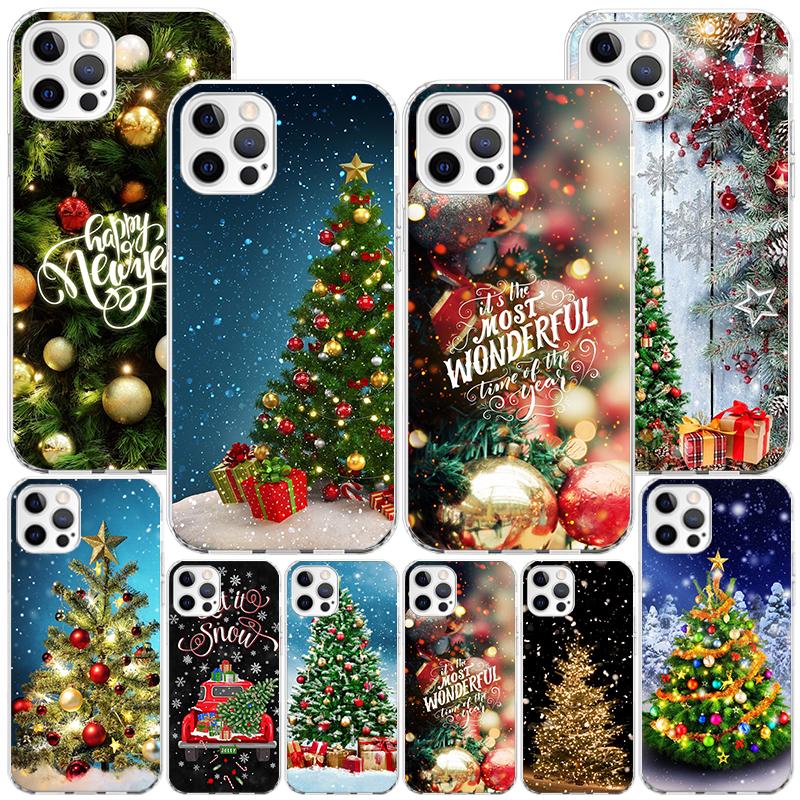 Merry Christmas Tree Snow Phone Case For iPhone 17 Air 16 Pro Max 16E 15 + 14 Plus 11 12 13 Mini 7 8 SE Gift Print Cover Fundas