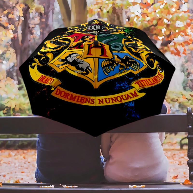 H-Hogwarts Umbrella with Automatic Open/Close & Self-8-Rib Heavy-Duty Umbrella, Compact Travel Umbrella Suitable for Outdoor