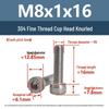 Yigu Fine Thread Knurled Socket Head Screws, 304 Stainless Steel, M3-M12