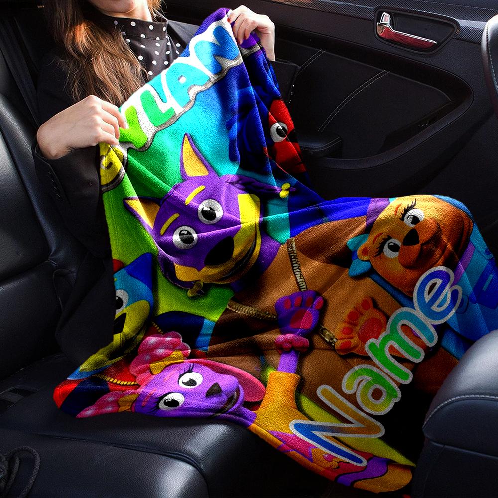 Custom Name Doggyland Theme Printed Blanket - Perfect for Couch, Bed, Travel & Outdoor Use | Machine Washable, Cozy & Durable.