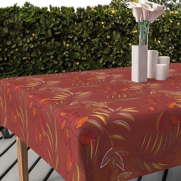 Stain-resistant Printed Tablecloth, Rectangle, 140x200 Cm, FLORES, by Soleil d'Ocre
