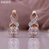 Rose Gold Color Inlaid White Color Artificial Zircon Flower Earrings